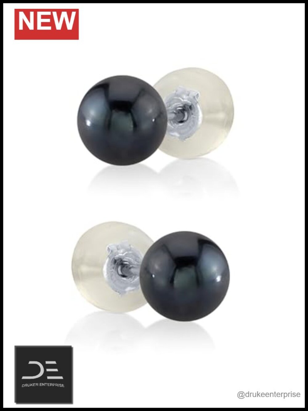 Genuine Cultured Akoya Pearl Stud Earrings, 14K White Gold Posts, Fine Jewelry
